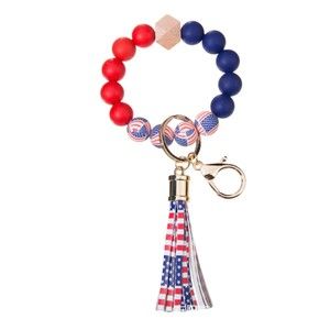 USA Flag Bracelet Wristlet Keychain Brand New!